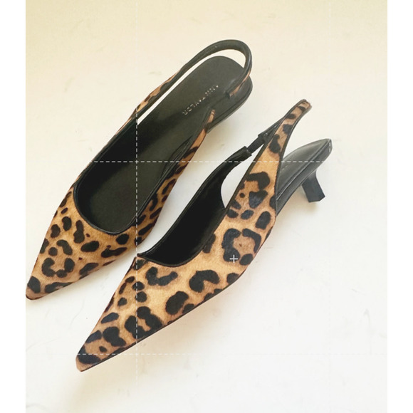 NWOB Ann Taylor Leopard Calf Hair Slingback Kitten Heel Pumps 6 - Picture 2 of 6